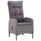 5 Piece Garden Dining Set Poly Rattan and Acacia Wood Grey - Top-Down View