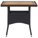 3 Piece Garden Dining Set Poly Rattan and Acacia Wood Black