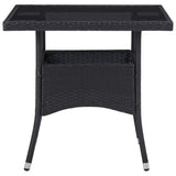5 Piece Garden Dining Set Poly Rattan and Glass Black