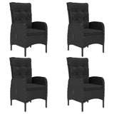 5 Piece Garden Dining Set Poly Rattan and Glass Black