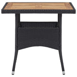 5 Piece Garden Dining Set Poly Rattan and Acacia Wood Black - Top-Down View