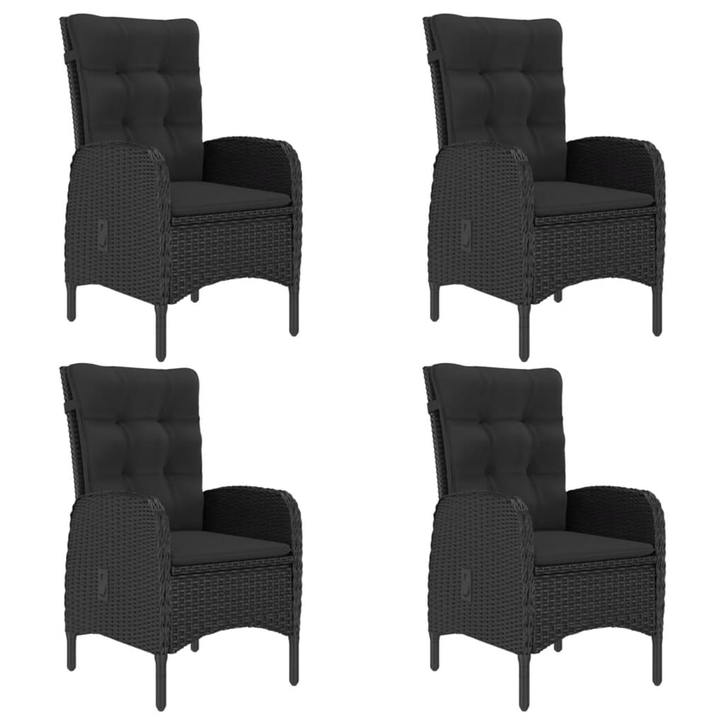 5 Piece Garden Dining Set Poly Rattan and Acacia Wood Black