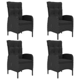 5 Piece Garden Dining Set Poly Rattan and Acacia Wood Black - Rear View
