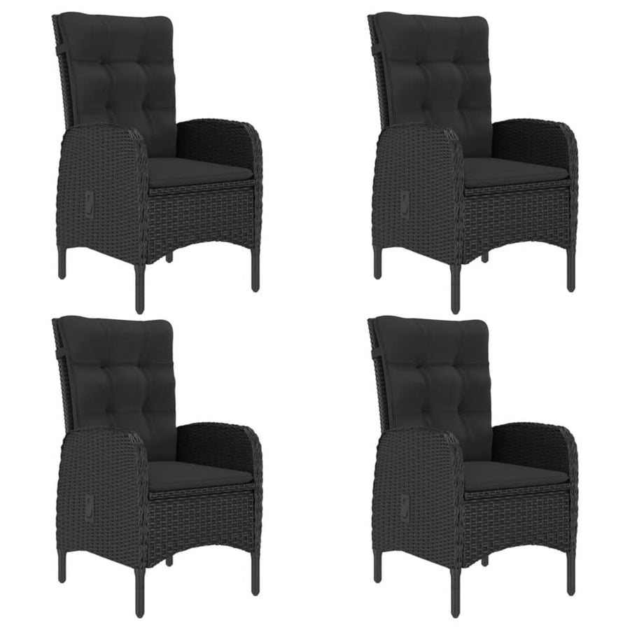 5 Piece Garden Dining Set Poly Rattan and Acacia Wood Black