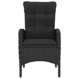 5 Piece Garden Dining Set Poly Rattan and Acacia Wood Black - Low Angle
