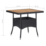 5 Piece Garden Dining Set Poly Rattan and Acacia Wood Black - Extra Image