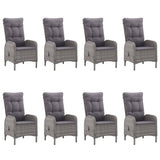9 Piece Garden Dining Set Poly Rattan and Glass Grey