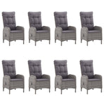 9 Piece Garden Dining Set Poly Rattan and Glass Grey