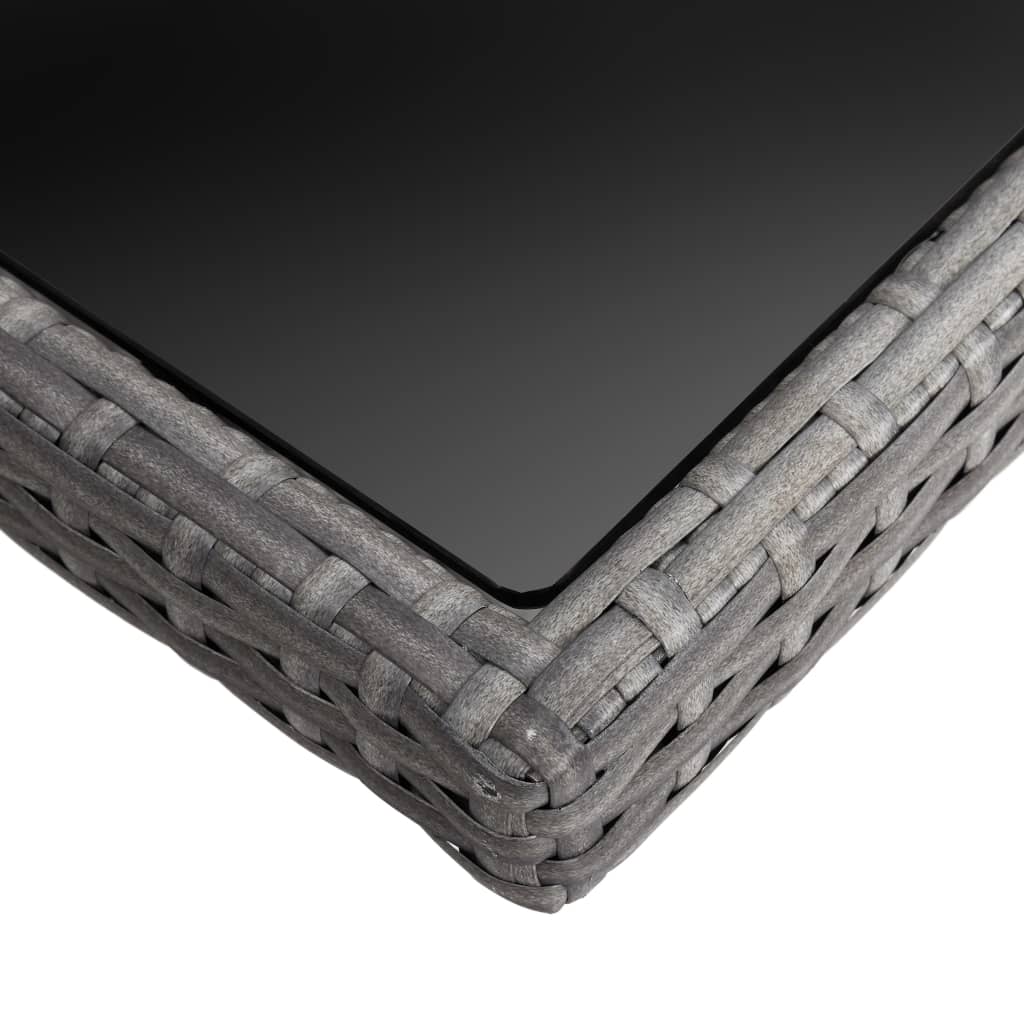 9 Piece Garden Dining Set Poly Rattan and Glass Grey