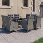 9 Piece Garden Dining Set Poly Rattan and Glass Grey
