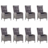 9 Piece Garden Dining Set Poly Rattan and Acacia Wood Grey - Side View