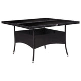 9 Piece Garden Dining Set Poly Rattan and Glass Black - Close-Up Angle