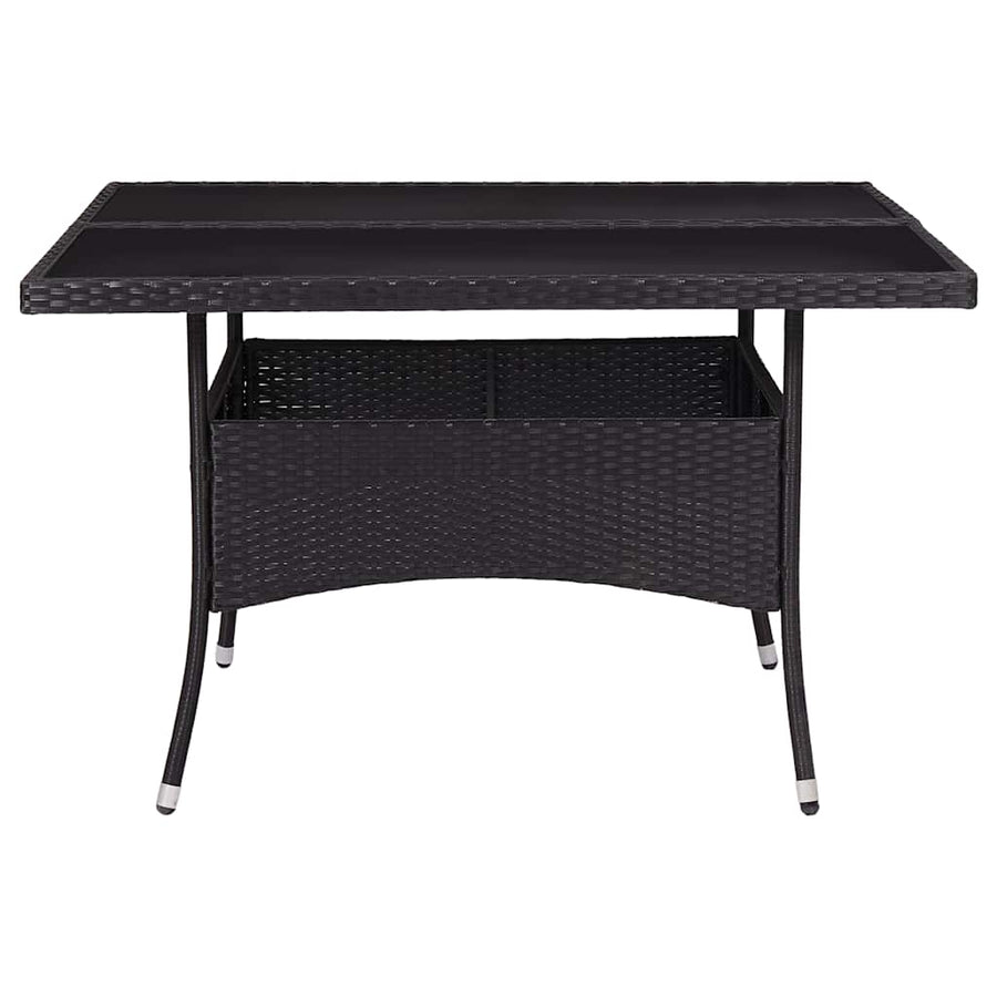 9 Piece Garden Dining Set Poly Rattan and Glass Black