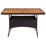 9 Piece Garden Dining Set Poly Rattan and Acacia Wood Black