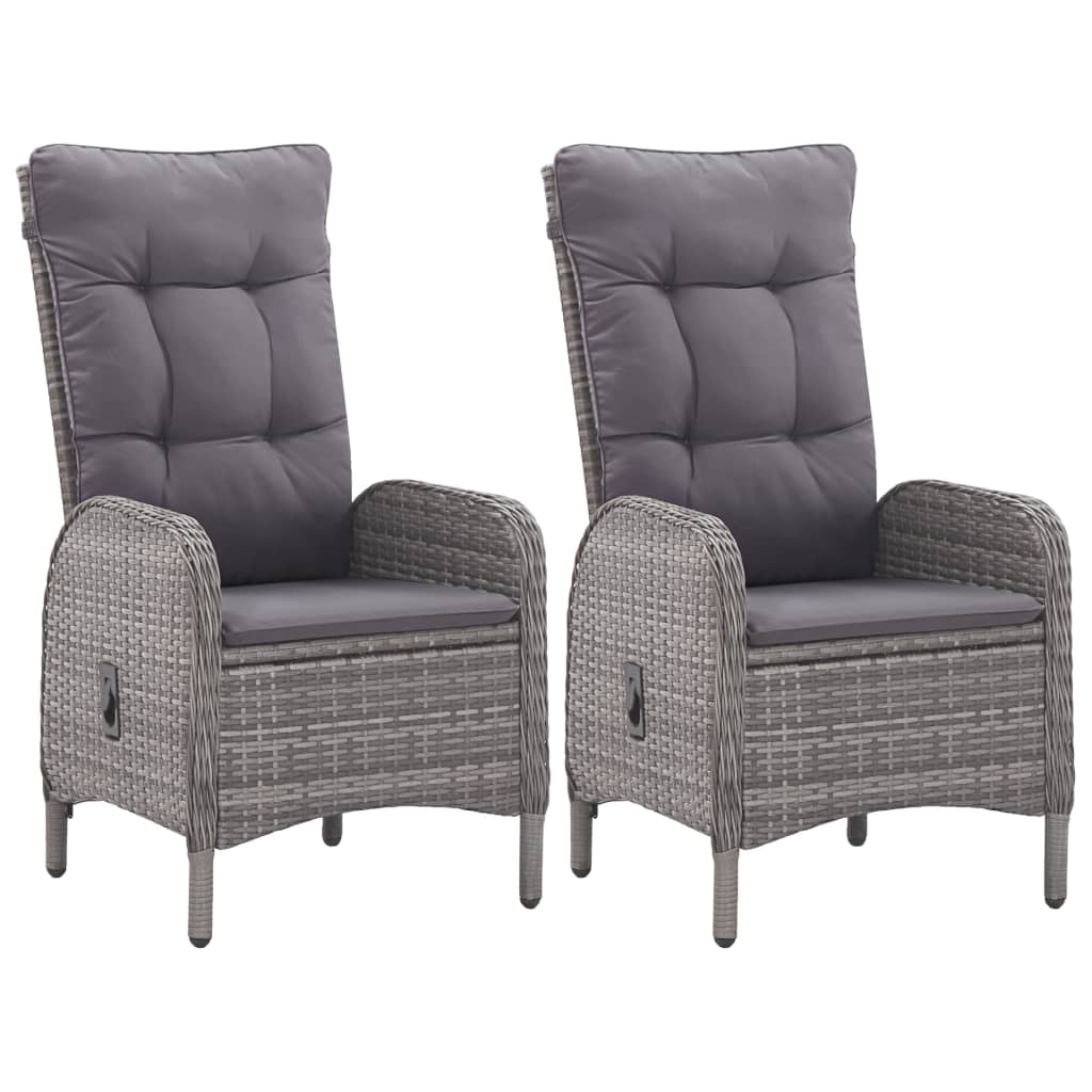 3 Piece Garden Bistro Set Poly Rattan and Acacia Wood Grey