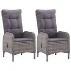 3 Piece Garden Bistro Set Poly Rattan and Acacia Wood Grey