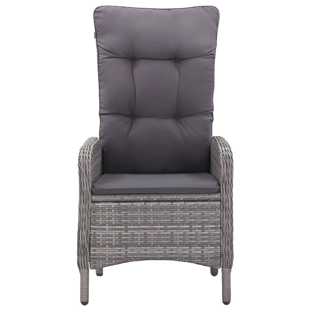 3 Piece Garden Bistro Set Poly Rattan and Acacia Wood Grey