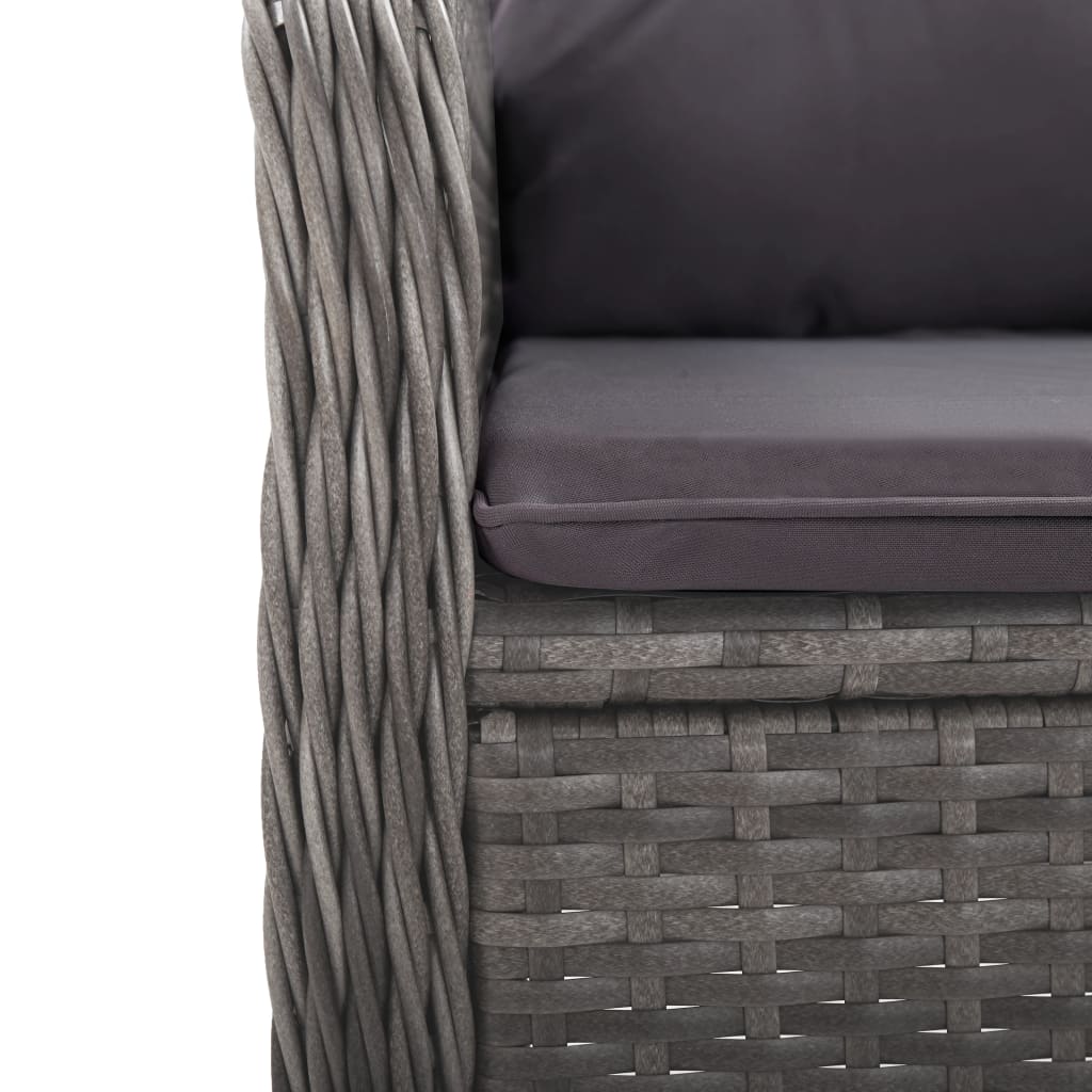 3 Piece Garden Bistro Set Poly Rattan and Acacia Wood Grey