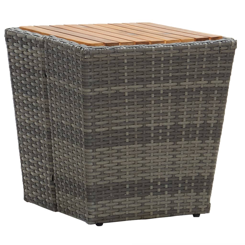 3 Piece Garden Bistro Set Poly Rattan and Acacia Wood Grey
