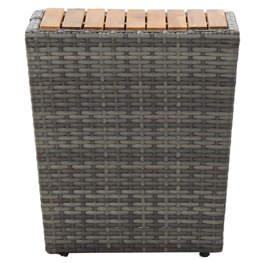 3 Piece Garden Bistro Set Poly Rattan and Acacia Wood Grey