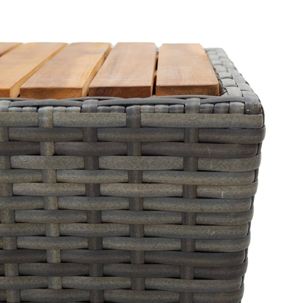 3 Piece Garden Bistro Set Poly Rattan and Acacia Wood Grey