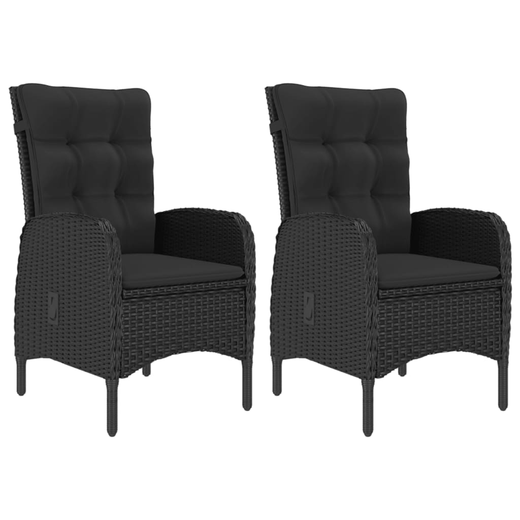 3 Piece Garden Bistro Set Poly Rattan and Acacia Wood Black