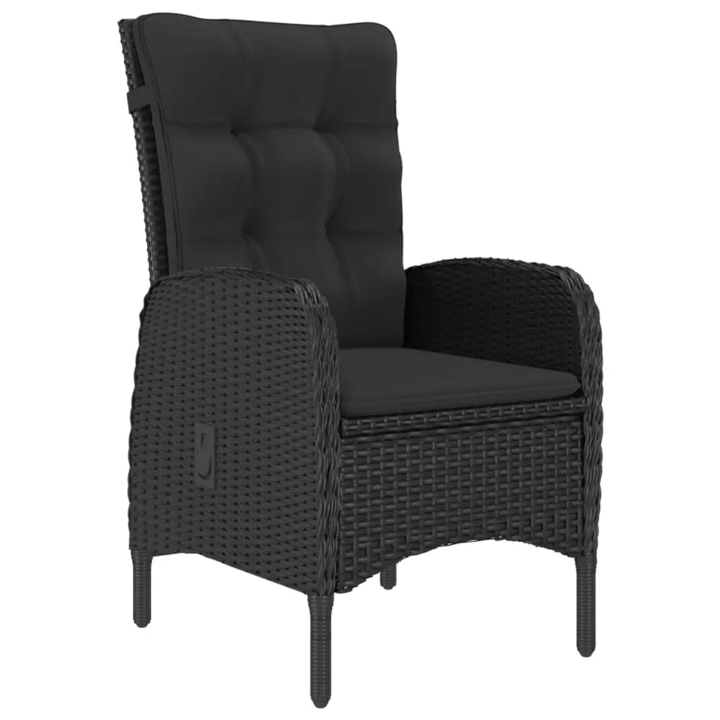 3 Piece Garden Bistro Set Poly Rattan and Acacia Wood Black