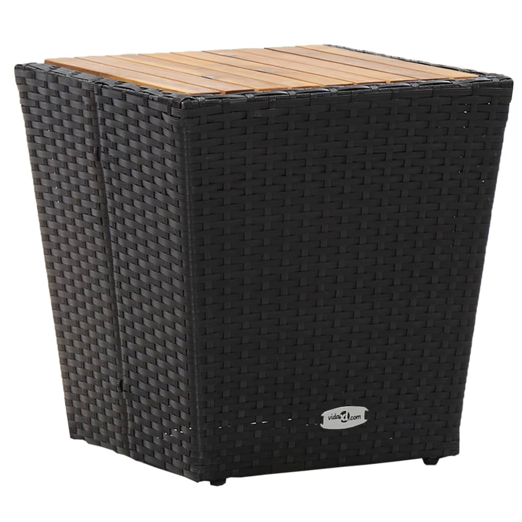 3 Piece Garden Bistro Set Poly Rattan and Acacia Wood Black