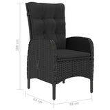 3 Piece Garden Bistro Set Poly Rattan and Acacia Wood Black
