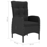 3 Piece Garden Bistro Set Poly Rattan and Acacia Wood Black - Extra Image
