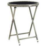 3 Piece Garden Bistro Set Poly Rattan and Glass Grey - Side View