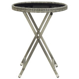 3 Piece Garden Bistro Set Poly Rattan and Glass Grey - Top-Down View
