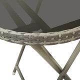 3 Piece Garden Bistro Set Poly Rattan and Glass Grey