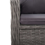 3 Piece Garden Bistro Set Poly Rattan and Glass Grey - Extra Image