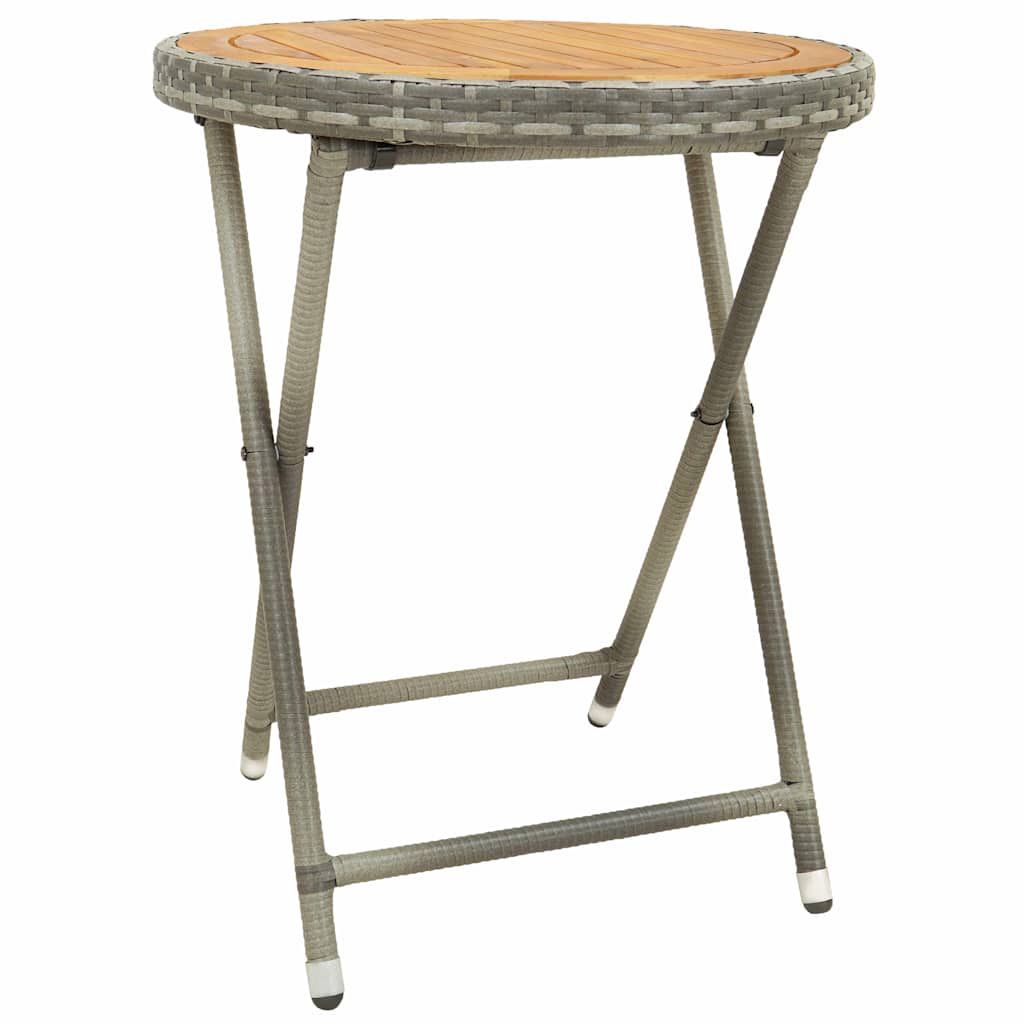 3 Piece Garden Bistro Set Poly Rattan and Acacia Wood Grey