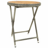 3 Piece Garden Bistro Set Poly Rattan and Acacia Wood Grey