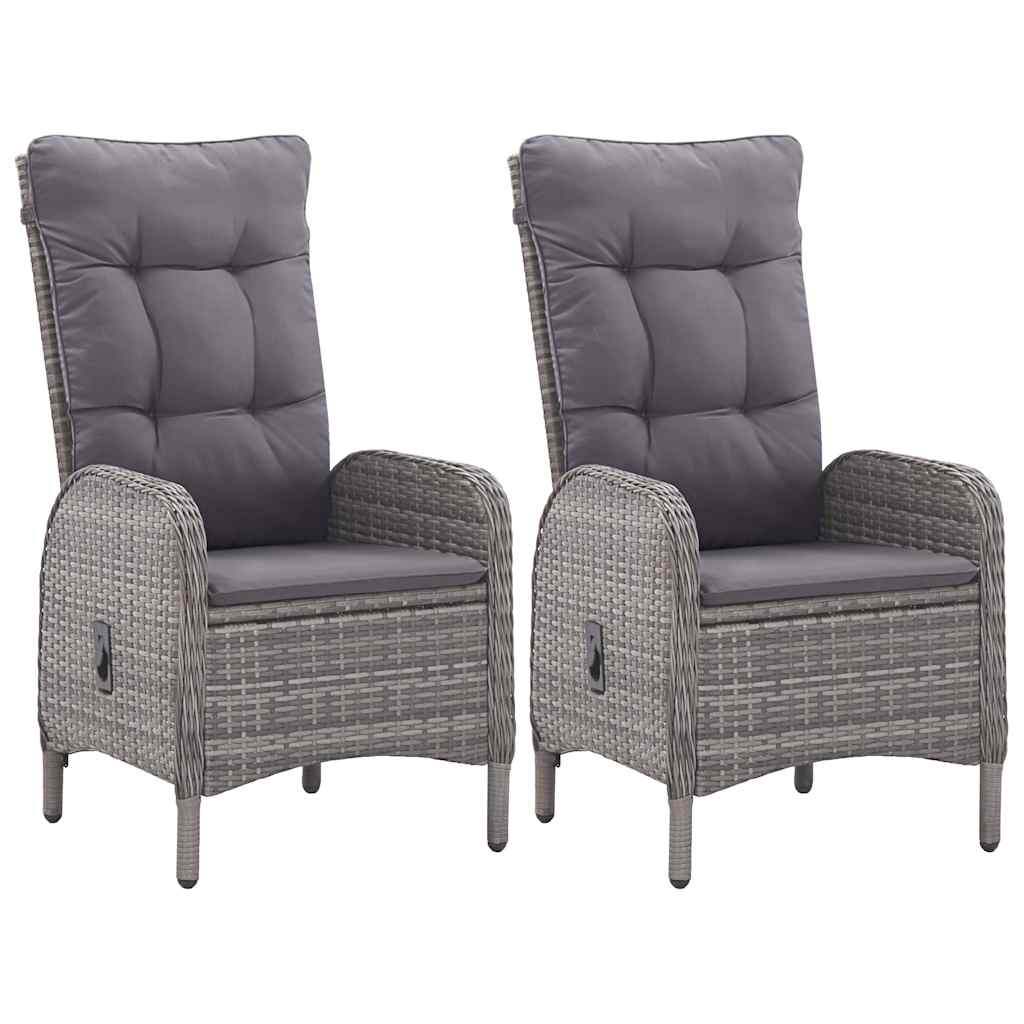 3 Piece Garden Bistro Set Poly Rattan and Acacia Wood Grey