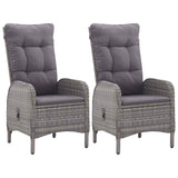 3 Piece Garden Bistro Set Poly Rattan and Acacia Wood Grey - Rear View