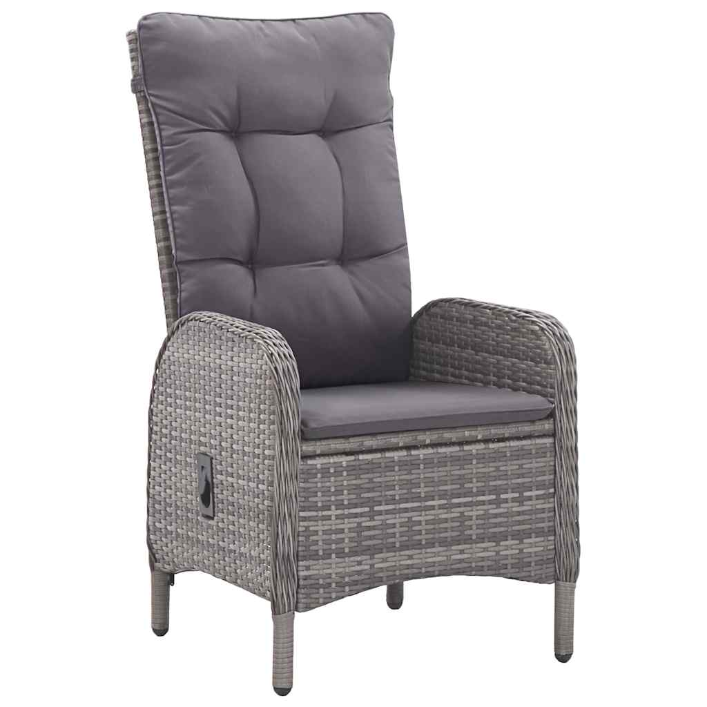 3 Piece Garden Bistro Set Poly Rattan and Acacia Wood Grey