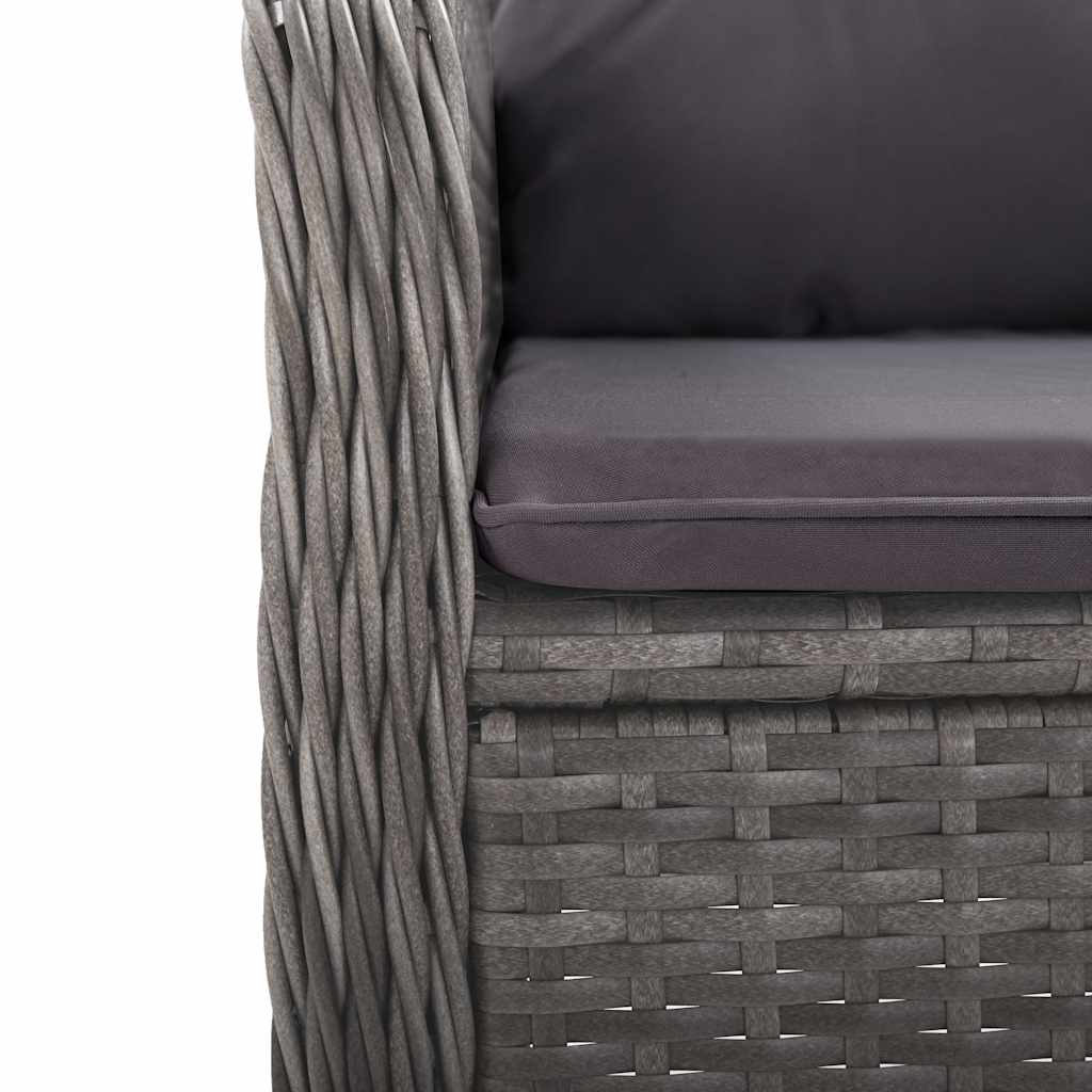 3 Piece Garden Bistro Set Poly Rattan and Acacia Wood Grey