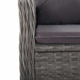 3 Piece Garden Bistro Set Poly Rattan and Acacia Wood Grey