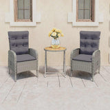 3 Piece Garden Bistro Set Poly Rattan and Acacia Wood Grey