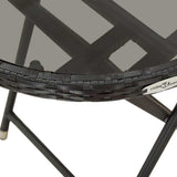 3 Piece Garden Bistro Set Poly Rattan and Glass Black - 45-Degree Angle