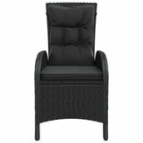 3 Piece Garden Bistro Set Poly Rattan and Solid Wood Acacia Black - Side View