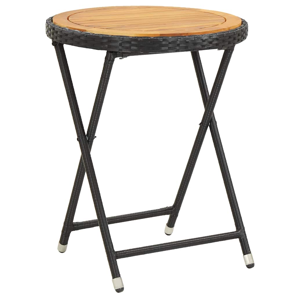3 Piece Garden Bistro Set Poly Rattan and Solid Wood Acacia Black