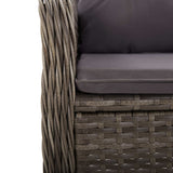 3 Piece Garden Bistro Set Poly Rattan Grey - Close-Up Angle