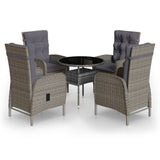 5 Piece Garden Bistro Set Poly Rattan Grey - Front View