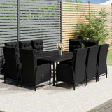 11 Piece Garden Dining Set Poly Rattan Black