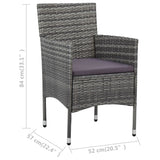 11 Piece Garden Dining Set Poly Rattan Grey - Low Angle