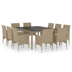 11 Piece Garden Dining Set Poly Rattan Beige